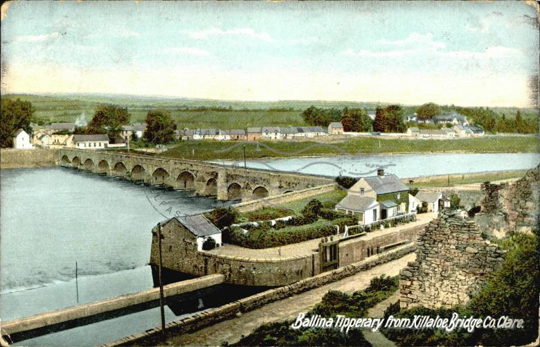 Ballina, Tipperary from Killaloe Bridge, Co. Clare. Postcards Ireland