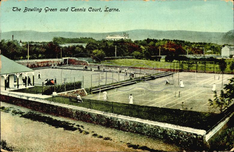The Bowling Green and Tennis Court Larne Postcards Ireland